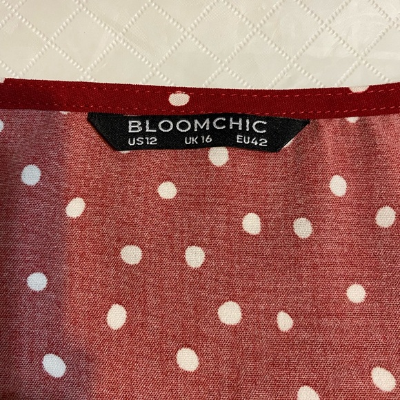 BloomChic Red Polka Dot Ruffle Midi Dress - Picture 7 of 7